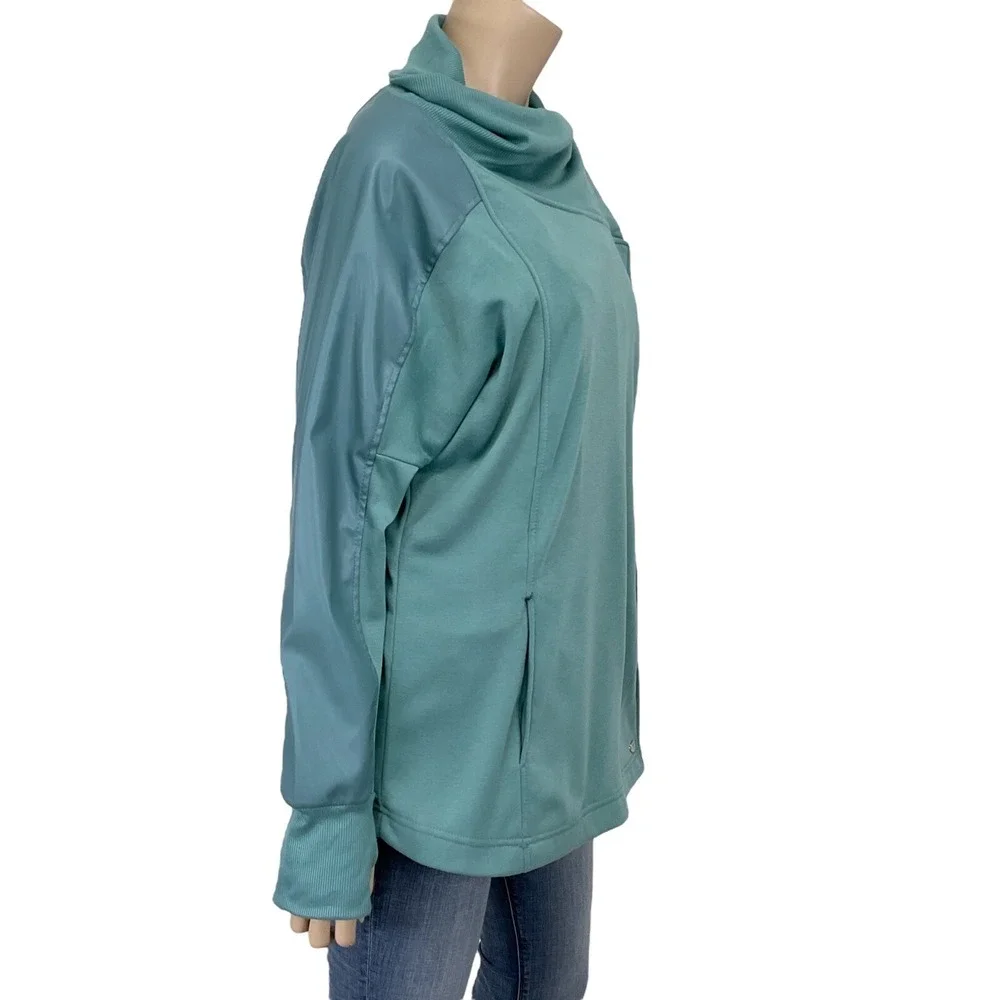 TAHARI Sport Jacket Women 1X Green Long Sleeve Knit Mixed Media Wrap Snap NWT